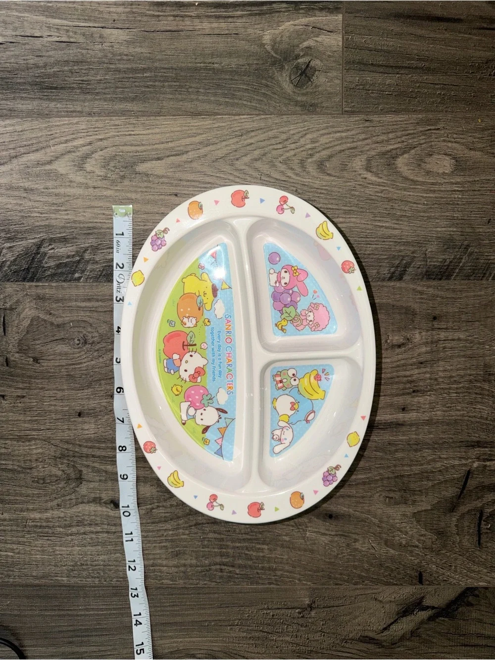 Sanrio Characters Divided Melamine Plate - White with Pastel Accents